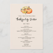 menu Action de grâce citrouille aquarelle (Devant)