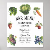 Menu Affiche de Bar de Baby Shower Jardin Blanc Fa (Devant)