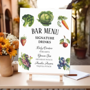 Menu Affiche de Bar de Baby Shower Jardin Blanc Fa