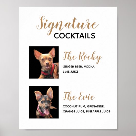 Menu Affiche de Cocktail de Mariage avec Boissons  (Devant)