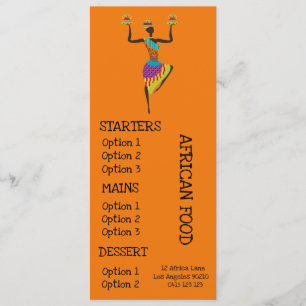 Menu africain de dîner de restaurant