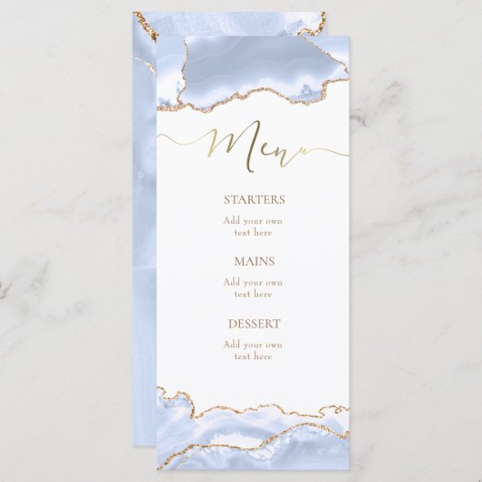 Menu agate bleu pastel (Devant / Derrière)