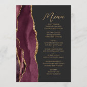 Menu Agate Bourgogne Or Script Mariage Sombre (Devant)