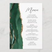 Menu Agate Emerald Green Gold Script Wedding (Devant)