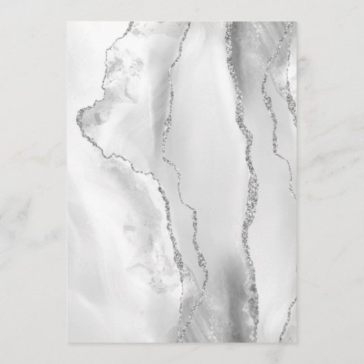 Menu Agate Grey White Silver Modern Script Mariage (Dos)