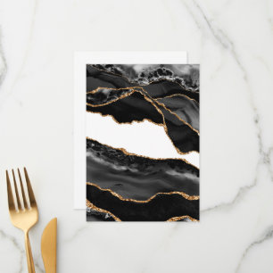 Menu Agate Marbrée Fausse Pierre Luxueuse Noire Élégant