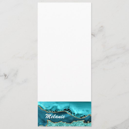 Menu Agate Turquoise Blue Gold Parties scintillant Turq (Devant)