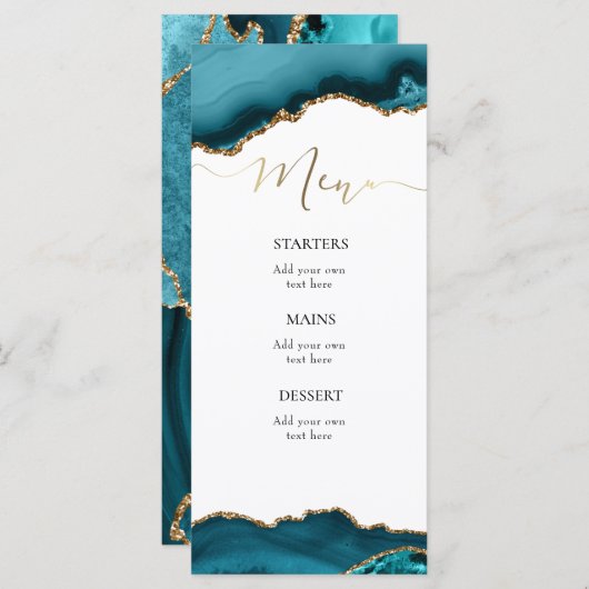 Menu agate turquoise sarcelle (Devant / Derrière)