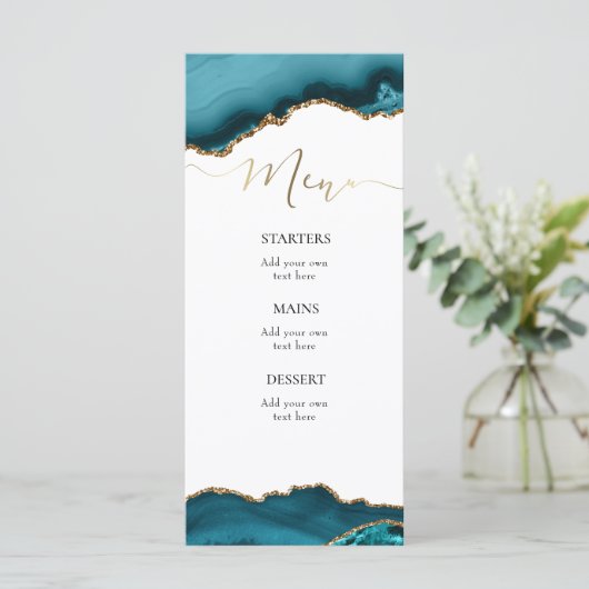 Menu agate turquoise teal (Debout devant)
