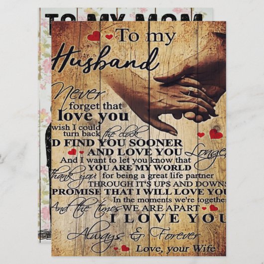 Menu Aimer Cotes Cadeau | À mon mari présent | (Devant / Derrière)