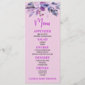 Menu alimentaire Baby shower Lilac violet (Devant)