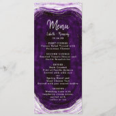 Menu Amethyst Purple & Silver Géode Agate Marbre Dîner (Devant)