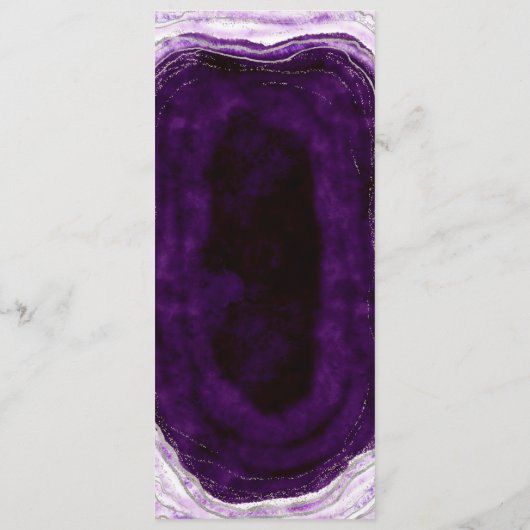 Menu Amethyst Purple & Silver Géode Agate Marbre Dîner (Dos)