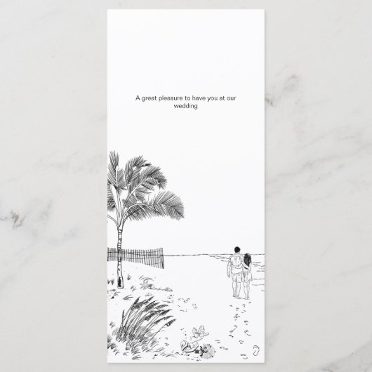 Menu Amour côtier Plage de sable Ligne minimale Mariage (Dos)