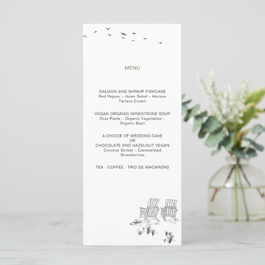 Menu Amour côtier Plage de sable Ligne minimale Mariage (Debout devant)