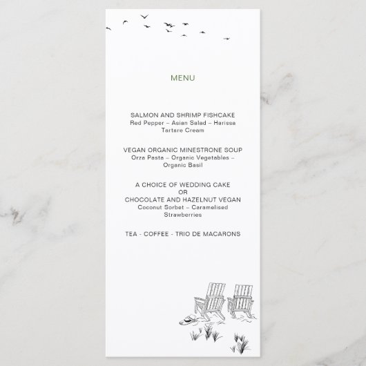 Menu Amour côtier Plage de sable Ligne minimale Mariage (Devant)