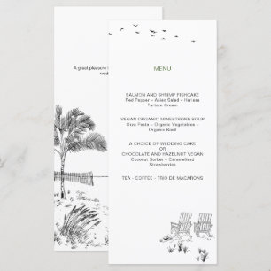 Menu Amour côtier Plage de sable Ligne minimale Mariage