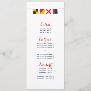 Menu AMOUR dans les drapeaux nautiques colorés