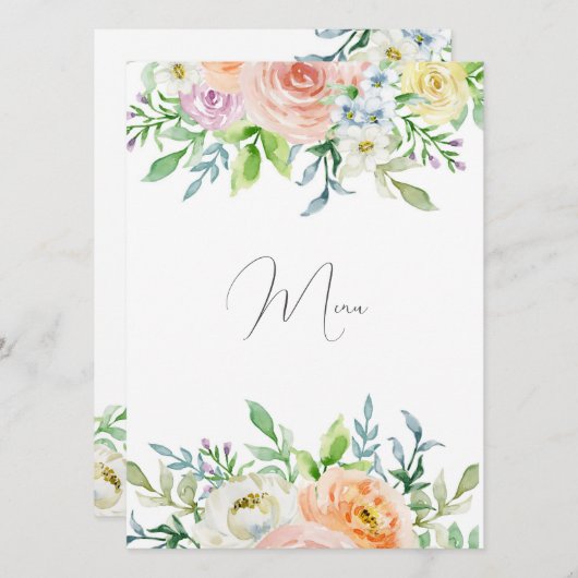 Menu Amour En Fleur, Réception De Mariage, Repas (Devant / Derrière)