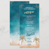 Menu Amusant Sableux Turquoise et Or (Devant / Derrière)