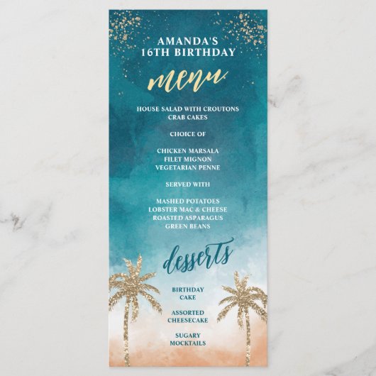 Menu Amusant Sableux Turquoise et Or (Devant)