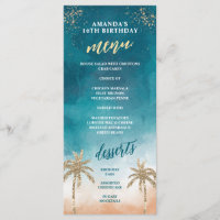 Menu Amusant Sableux Turquoise et Or