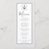 Menu Ancre florale à thème nautique gris argenté (Devant)