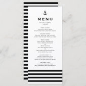 Menu Ancre moderne noir et blanc Mariage nautique (Devant / Derrière)