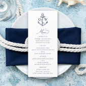 Menu Ancre Monogramme Mariage nautique