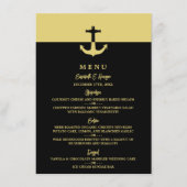 Menu Ancre nautique - Black Gold - Mariage plage (Devant)