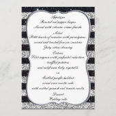 Menu Ancre nautique Mariage Silver Black Stripes (Dos)
