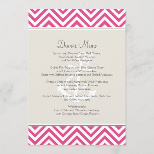 Menu Ancre nautique moderne Preppy Chevron Stripe (Dos)