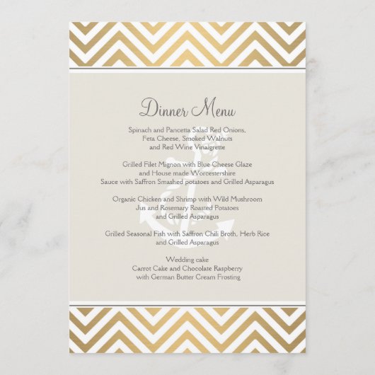 Menu Ancre nautique moderne Preppy Chevron Stripe (Dos)