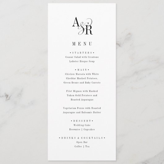 Menu ANDREA Classic Élégant Formal Fancy Mariage unique (Devant)