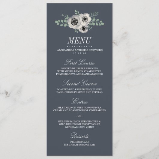 Menu Anemone and Eucalyptus Wedding (Voorkant)
