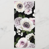 Menu Anémone blanche et Fête des mariées florale violet (Dos)