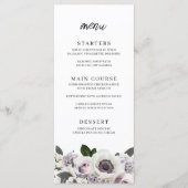 Menu Anémone blanche et Fête des mariées florale violet (Devant)