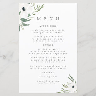 Menu Anemones Sage & Dusty Eucalyptus Weddenschap