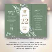 Menu anglais vietnamien, numéro de table et merci