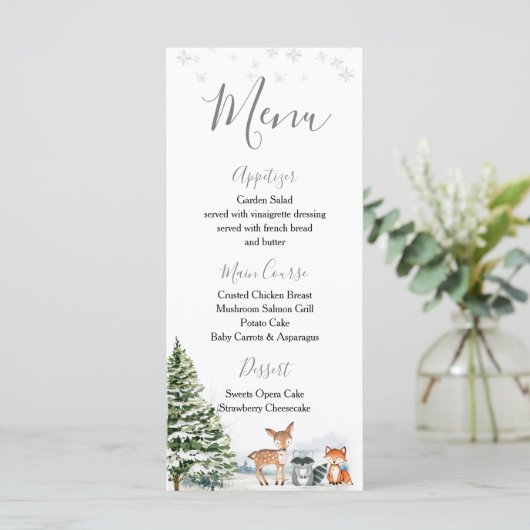 Menu Animaux à feuillage persistant Hiver Onederland An (Debout devant)