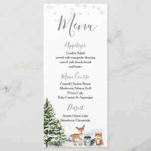 Menu Animaux à feuillage persistant Hiver Onederland An