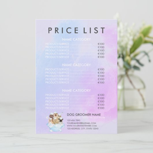 Menu Animaux de compagnie Sitting Chien Chat Prix du Sp (Debout devant)