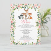 Menu Animaux et Baby shower Floral Rose (Debout devant)