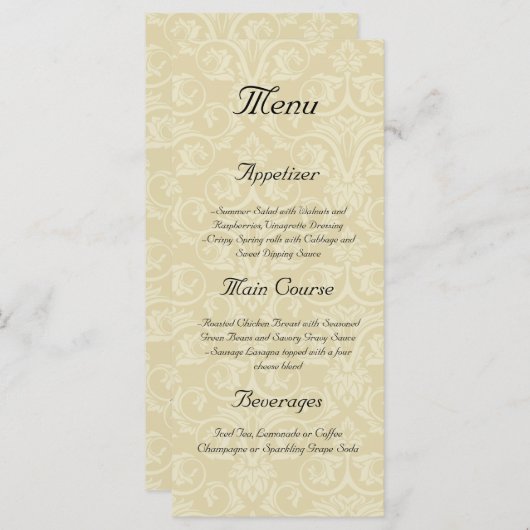 Menu Anneaux d'or avec croix, Élégant amour chrétien (Devant / Derrière)