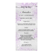 Menu Anniversaire argent violet métal monogramme (Devant)