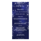 Menu Anniversaire bleu argent parties scintillant (Devant)