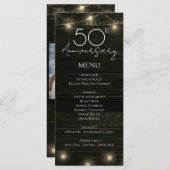 Menu Anniversaire du mariage 50e bois rustique et lumiè (Devant / Derrière)