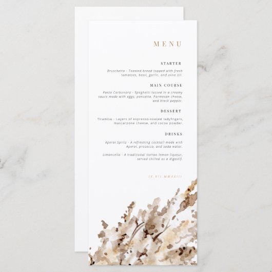 Menu Anniversaire | Menu Célébration | Pampas (Devant / Derrière)