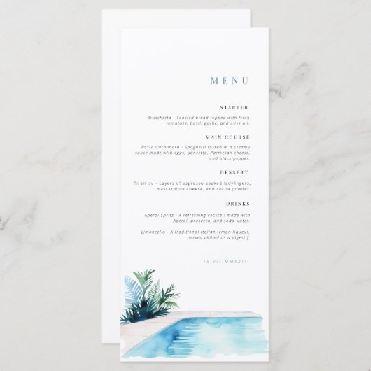 Menu Anniversaire | Menu Célébration | Pool Party (Devant / Derrière)