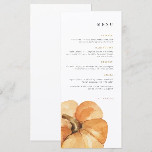 Menu Anniversaire | Menu Célébration | Thanksgivin (Devant / Derrière)